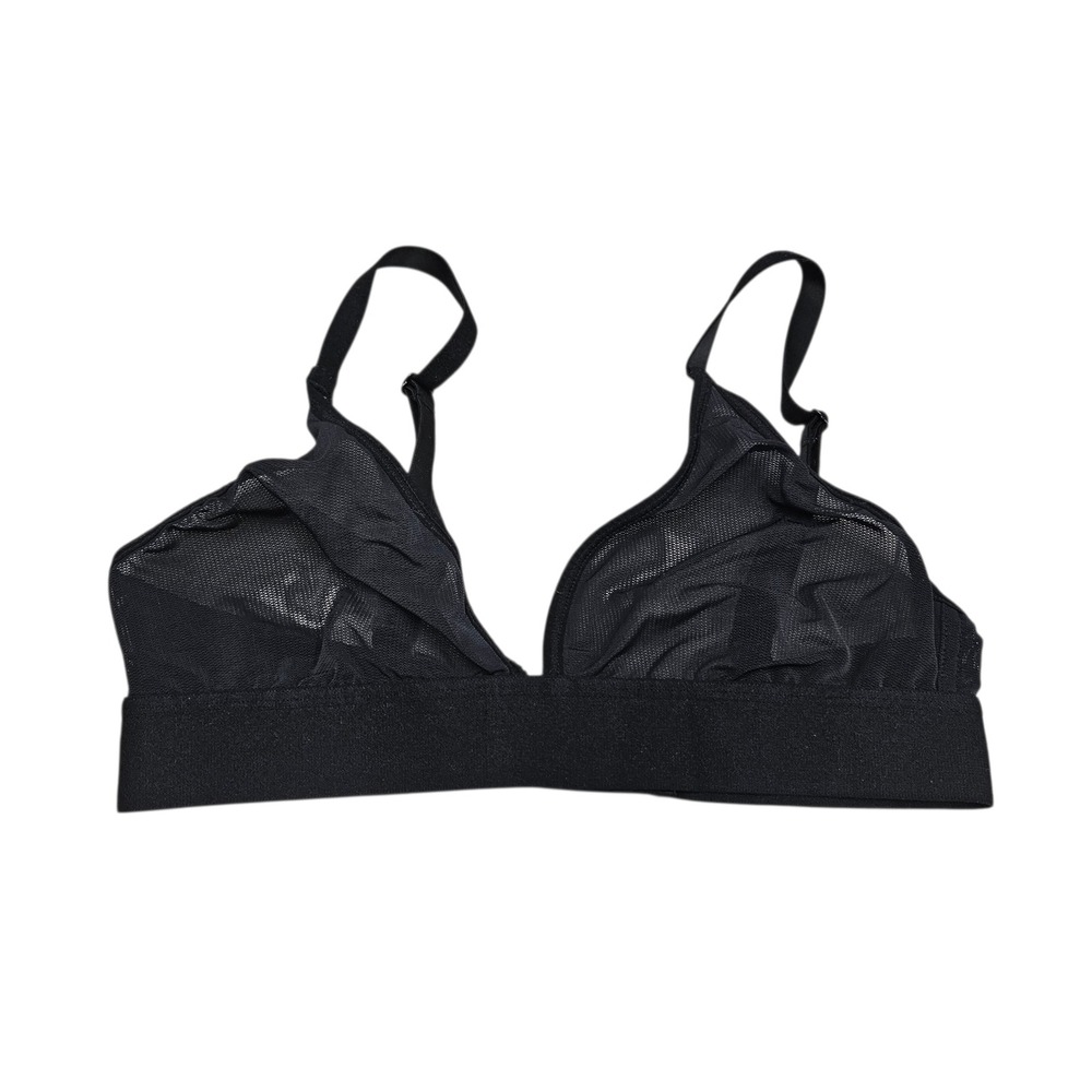 Negative Sieve Bralette Womens Size 1 Black Sheer‎ Mesh Triangle Bra